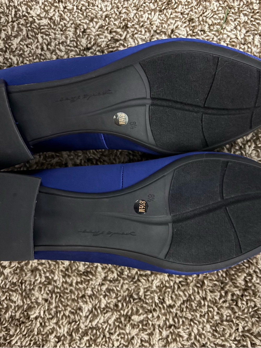 Women's Royal Blue Satin Pointed Toe Flats with Rhinestone Buckle - Picture 4 of 4